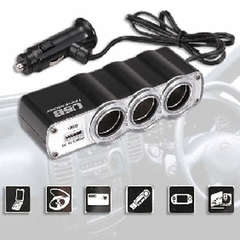 Car USB Charger and Triple Socket
