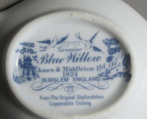 BLUE WILLOW TEA BAG HOLDER by JONES & MIDDELETON, ENGLAND