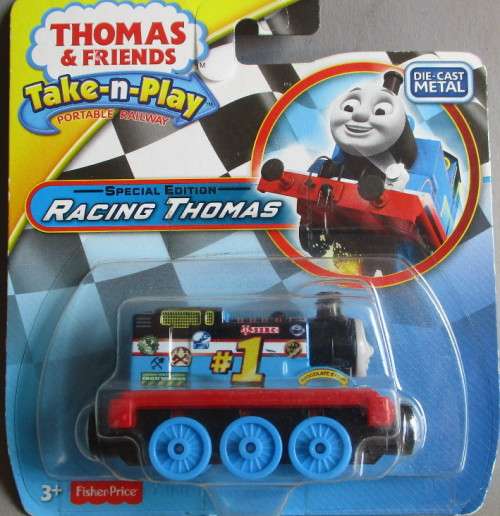 THOMAS & FRIENDS, TAKE-N-PLAY - RACING THOMAS by FISHER-PRICE (NEW CARDED)