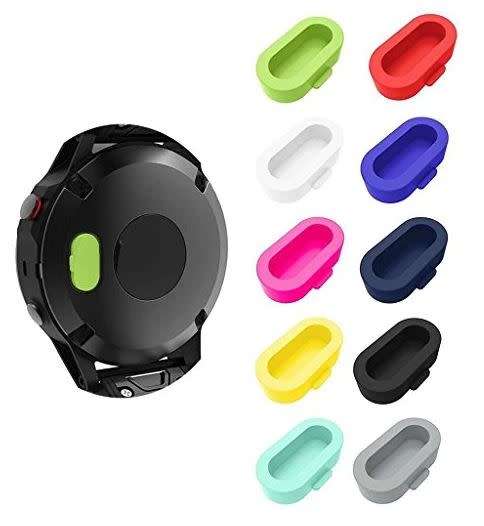 2Pc Silicone Dustproof Charger Port Protector Dust Plug for Garmin Fenix 5S/5/5X, Instinct (Black)