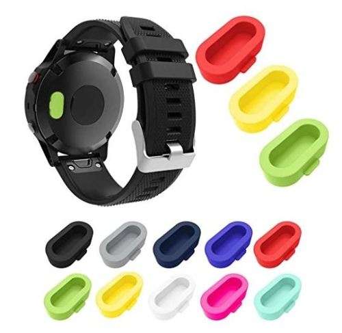 2Pc Silicone Dustproof Charger Port Protector Dust Plug for Garmin Fenix 5S/5/5X, Instinct (Black)