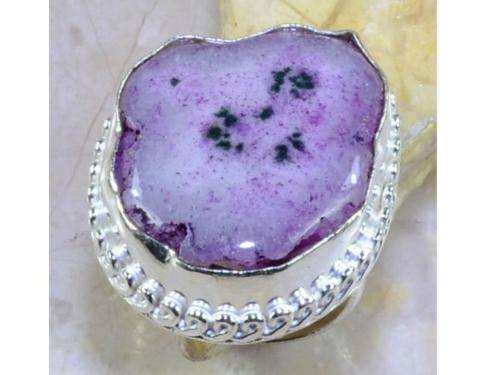 Big  Pinky-Purple Druzy  Gemstone Solitaire Handcrafted Fashion Ring size 9.75