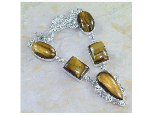 Velvet Tiger Eye Handcrafted Silver Fashion Necklace