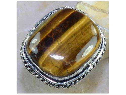 Big & Gorgious Tiger Eye Gemstone Handcrafted Silver Fashion Ring  Size 9.75