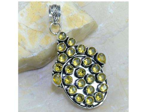 Huge Citrine Crystal Cluster Handcrafted Silver Fashion Pendant