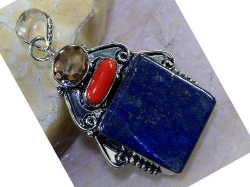 Lapis Lazuli Multi Gem Handcrafted Fashion Pendant