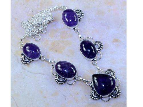 Enchanting Amethyst Crystal Handcrafted Silver Fashion Necklace