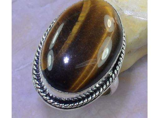 Big & Gorgious Tiger Eye Gemstone Handcrafted Silver Fashion Ring  Size 8.5