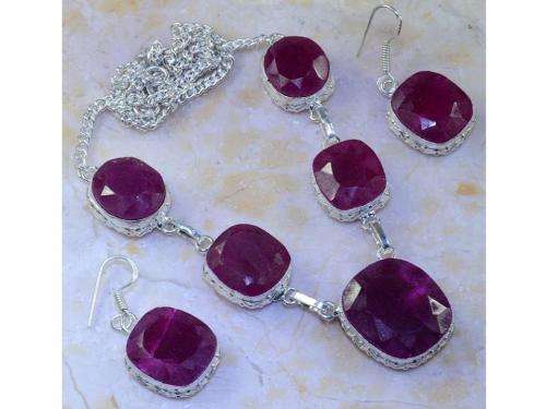 Romantic Ruby Handcrafted  Fashion Necklace and Earring Set