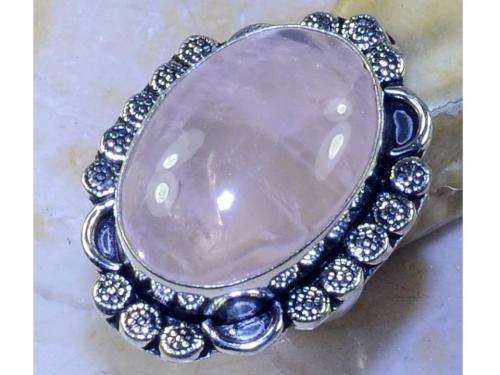 Bold And Big Rose Quartz Handcrafted Silver Fashion Ring 6