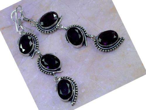 Classy Amethyst Handcrafted Silver Fashion Earrings