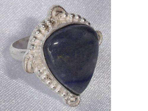 Regal Pear Shaped Blue Sodalite Silver Ring size 7 3/4