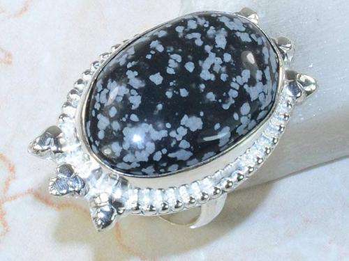 Impressive Snowflake Obsidian Handcrafted Ring size7