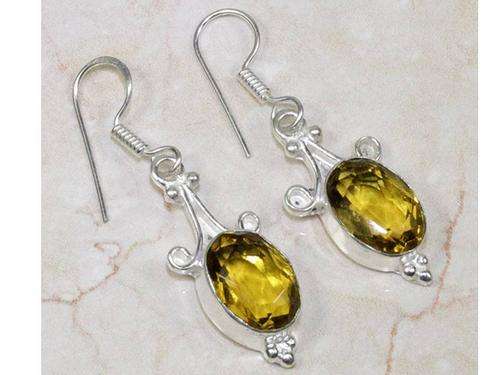 Flashy Golden Citrine Silver Drop Earrings