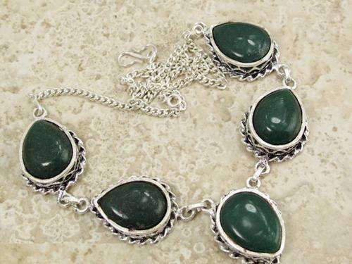 Rustic Renaissance Handcrafted Deep Green Jade Necklace