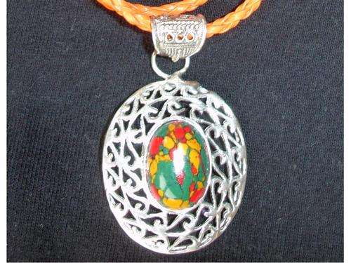 Crazy Mosaic Jasper Handcrafted Silver Pendant