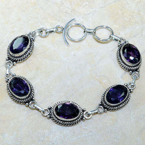 Classic Amethyst Handcrafted Silver Fashion Bracelet