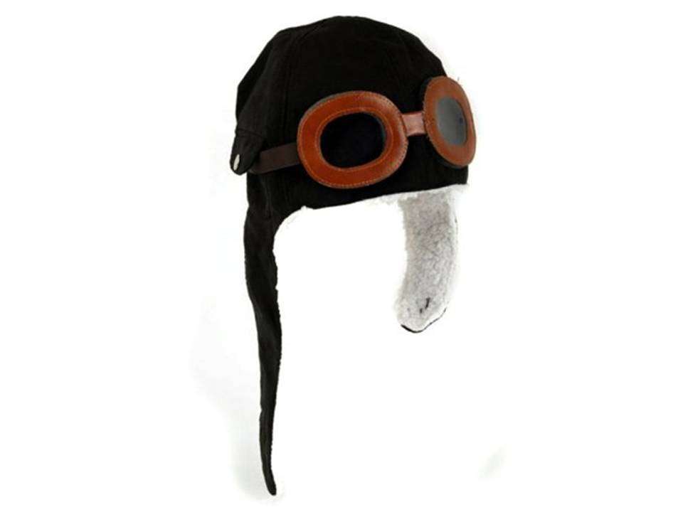 New Kids Warm Winter Aviator Cap Black