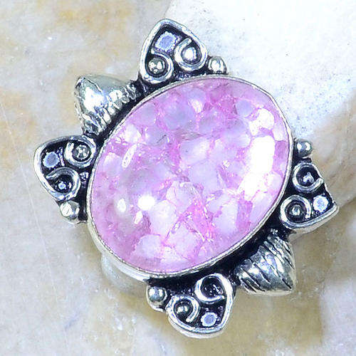 Intriguing Snake Skin Quartz Handcrafted Silver Fashion Ring 7.5