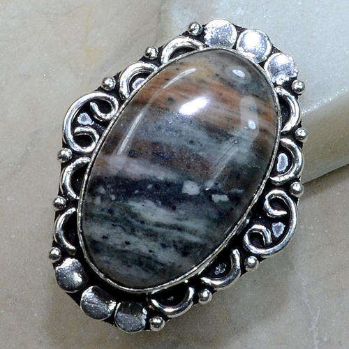 Galactic Sodalite Handcrafted Silver Fashion Ring Size 7
