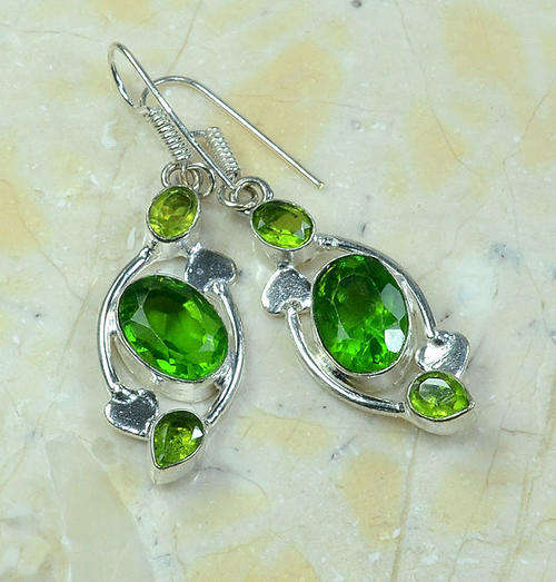 Whimsical Peridot Crystal  Handcrafted Fashion Earrings