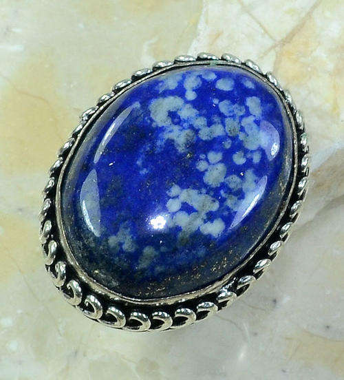 Enchanting Lapis Lazuli Handcrafted Silver Fashion Ring Size 9