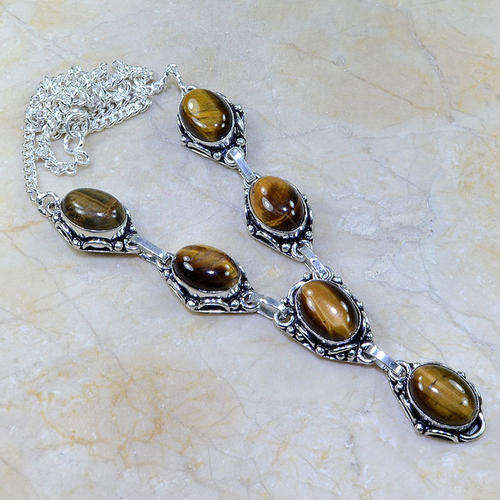 Velvet Tiger Eye Handcrafted Silver Fashion Necklace