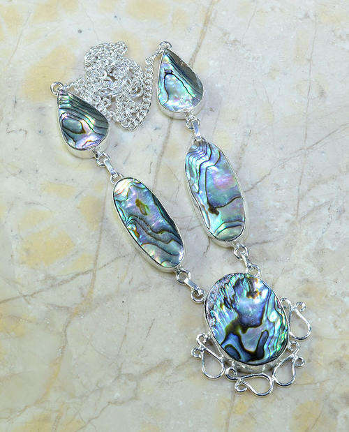 Beautiful Abalone Shell Handcrafte Silver Fashion Necklace
