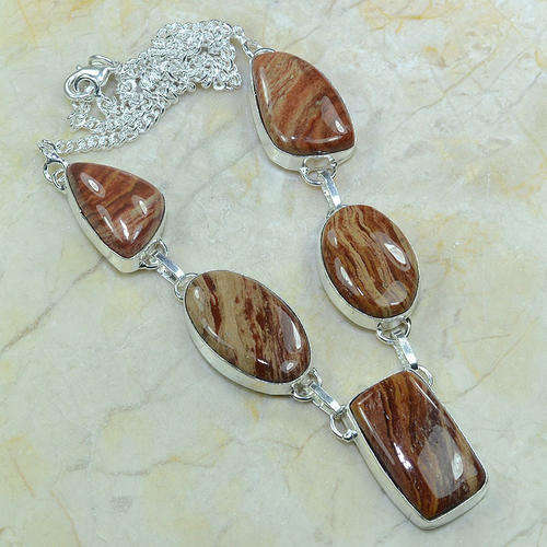 Wood Grain Jasper Handcrafted Fashion Necklace