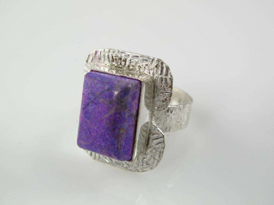 Bohemian Style Handcrafted Sea Sediment Jasper Silver Ring size 9