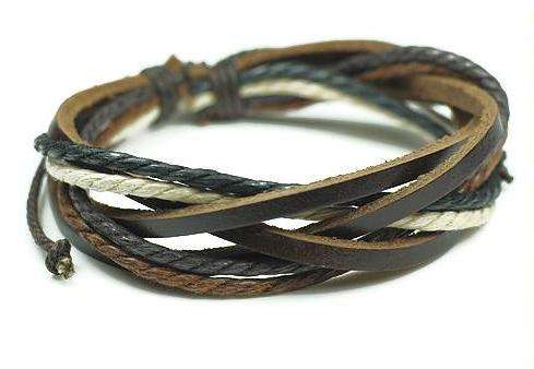 New Tribal-Ethnic-Surfer-Handcraft-Leather and Hemp Multi Colour Unisex Bracelet