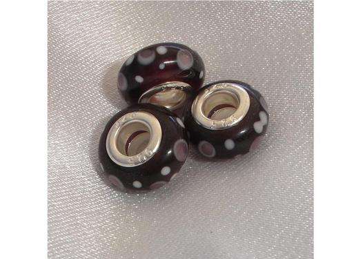 Beautiful Deep Purple Polka Dot Murano Glass Bead fits European Style Bracelet/Necklace