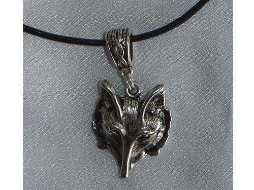 Fox or Wolf ? Pendant Charm with Black Leather Cord Necklace