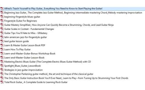 20 e- books from beginner to advanced on how to play guitar