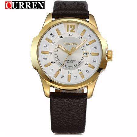 CURREN Brand Leather Strap Watches Quartz Business Casual Men's Sports Military Wristwatch 2016 Fash