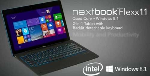 NEXTBOOK FLEXX 11, 11.6" 2-IN-1 QUAD CORE WINDOWS 8.1 3G TABLET WITH DETACHABLE KEYBOARD