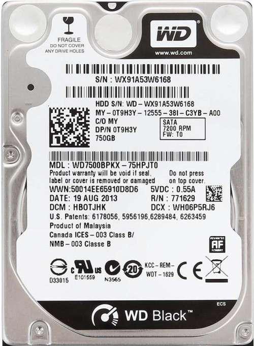 WESTERN DIGITAL *750Gb* 2.5" INTERNAL LAPTOP  HARD DRIVE