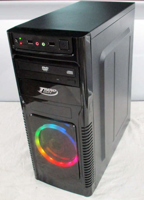 Stylish desktop pc with rgb fan, intel core i5, 8gb ram, (500)gb hd , dvd, win 11 pro,etc