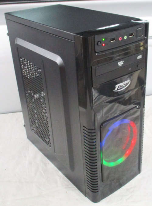 Stylish desktop pc with rgb fan, intel core i5, 8gb ram, (500)gb hd , dvd, win 11 pro,etc