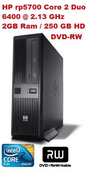 HP DESKTOP PC CORE 2 DUO @ 2.13GHz, 2GB RAM, 250GB HD, DVD-RW, LICENSED WIN VISTA BUSINESS ETC