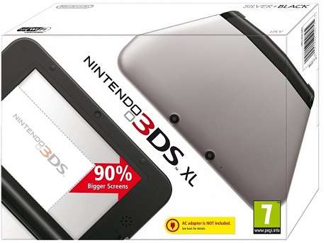 NINTENDO 3DS XL SILVER&BLACK EDITION + 3DS GAME+ AR CARDS+4GB SDHC MEMORY CARD + AC ADAPTER,ETC