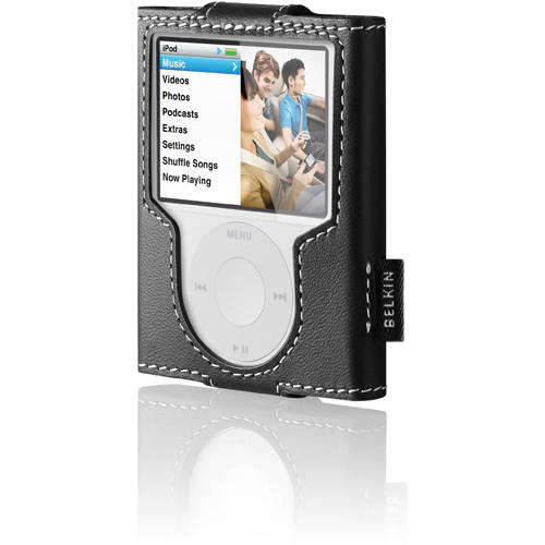 BELKIN LEATHER SLEEVE FOR iPod NANO 3G - BLACK (BRAND NEW)