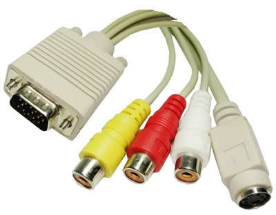 VGA TO 3RCA, S-VIDEO ADAPTER, CONNECT PC TO TV (BRAND NEW)