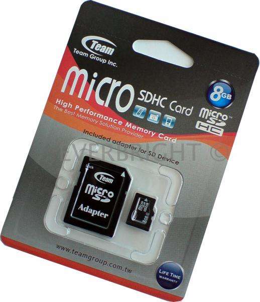 *GENIUNE* TEAM 8GB MICRO SDHC MEMORY CARD WITH SD ADAPTER (BRAND NEW)