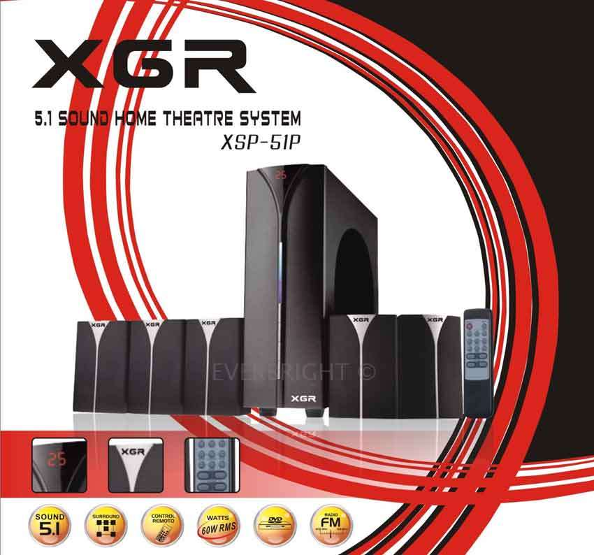 XGR 5.1 MULTIMEDIA SPEAKERS  WITH FM RADIO, WIRELESS REMOTE ETC (BRAND NEW)