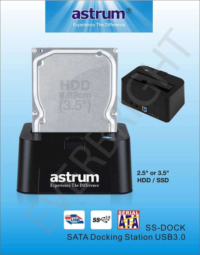 ASTRUM HIGH SPEED USB 3.0 SATA 2.5" / 3.5" HARD DISK DOCKING STATION  (BRAND NEW)