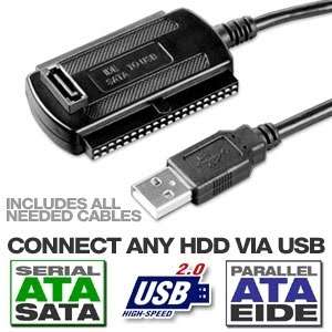 USB 2.0 to 2.5inch / 3.5inch IDE / SATA Cable with Power Adapter (Brand New)