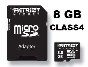 *GENIUNE* PATRIOT 8GB MICRO SDHC *CLASS 4* MEMORY CARD WITH SD ADAPTER (BRAND NEW)