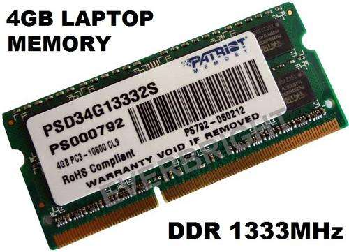 PATRIOT 4096MB (4GB) DDR1333MHz SODIMM / LAPTOP MEMORY MODULES (BRAND NEW)