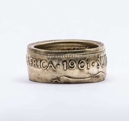 South Africa 1c 1961-1964 coin ring